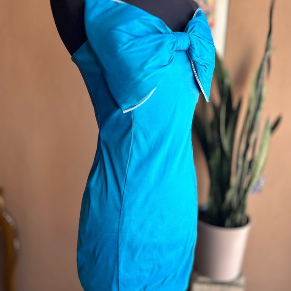 Blue Satin Strapless Body Control Mini Dress NWT - Picture 5 of 11